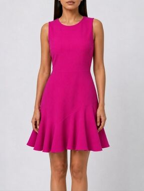 Rebecca Taylor Flippy Crepe Fit Flare Cocktail Dress Fuchsia Size 4